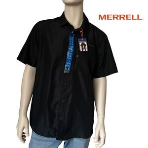 Merrell Tech Shirt SPF-30-50 Recyled material Fishing Hiking Lightweight Black